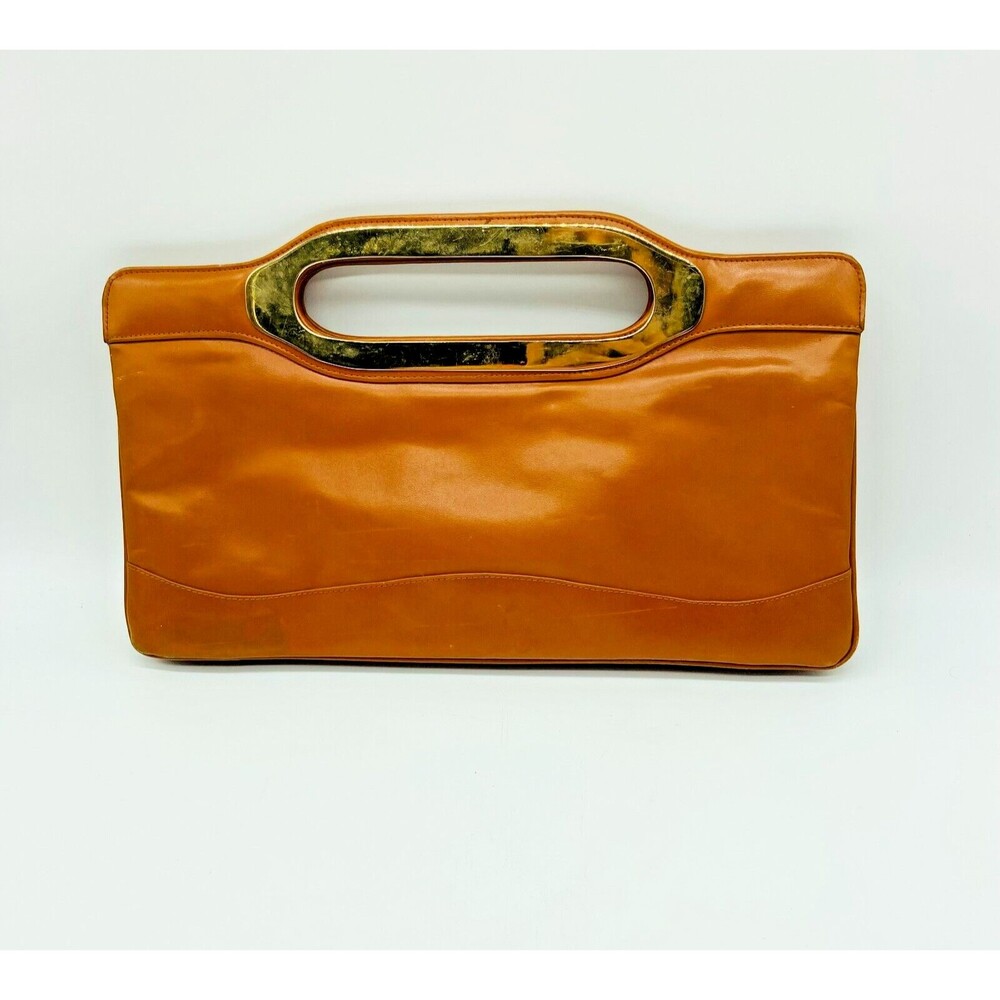 Eberle Vintage Brown Clutch Envelope Bag Purse three pockets 1970's Brazil 14X7